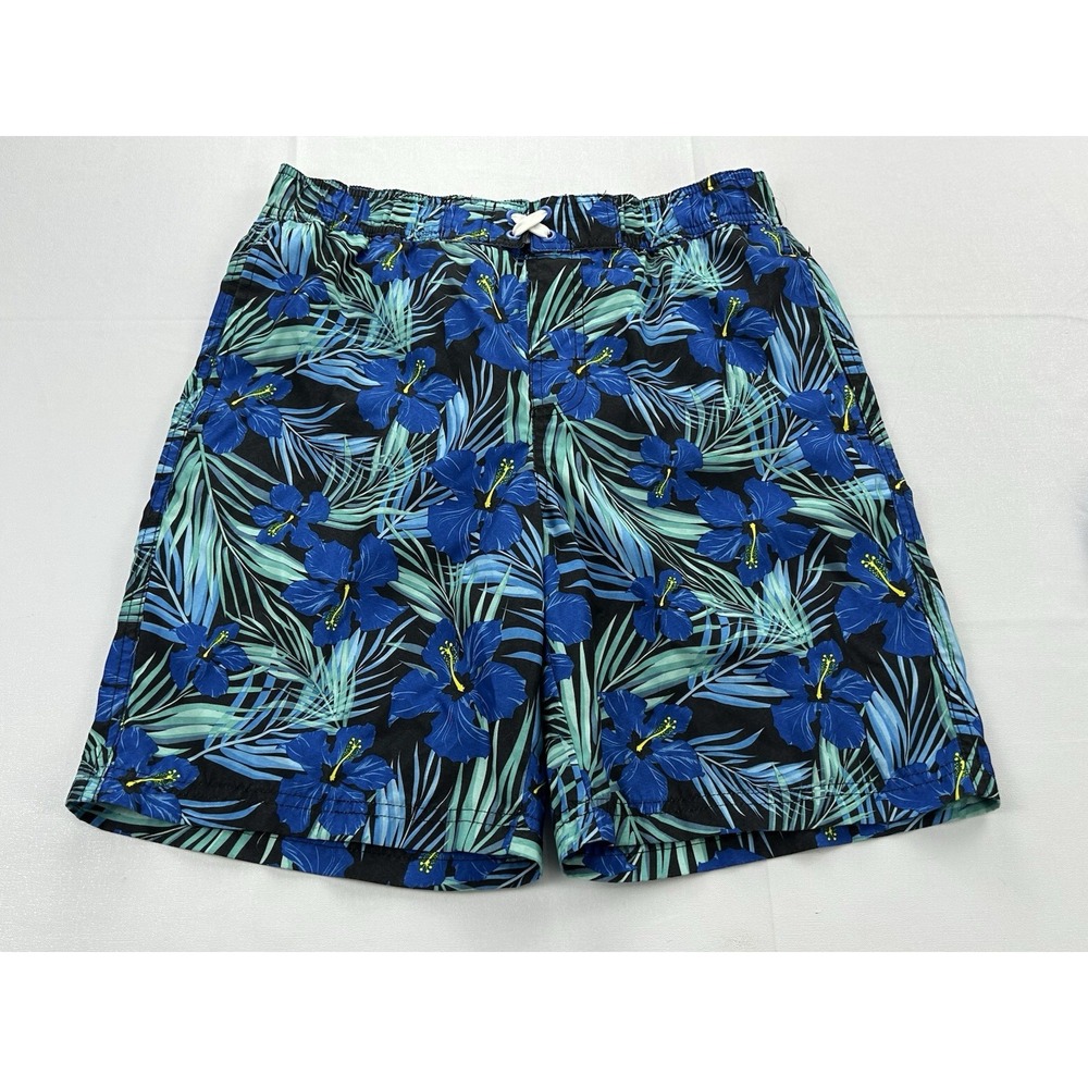 Revolution Boys XL 16/18 Swim Trunks Blue Tropical Hibiscus Floral Board Shorts